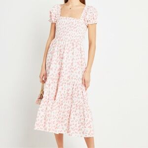 O.P.T Pink Floral Midi Dress
